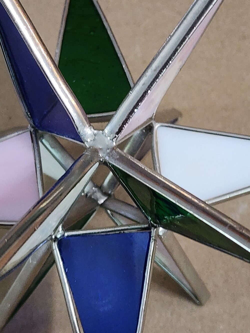 12 Point Stained Glass Moravian Star Multicolor Topper Ornament Suncatcher 5.75" - Picture 10 of 11